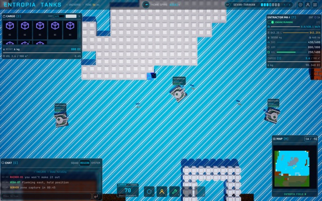 Entropia Tanks — танки на открытой воде рядом с бетонной платформой